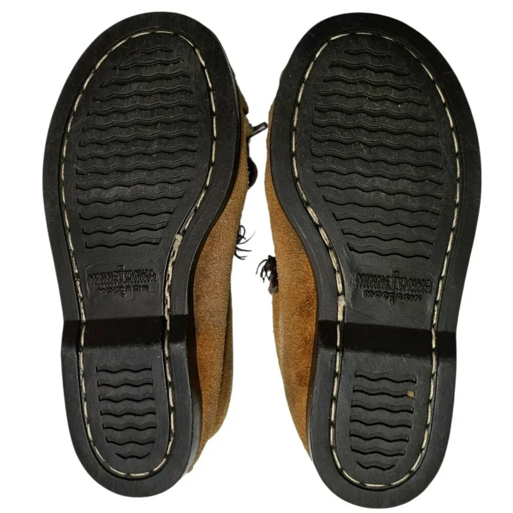 VTG Minnetonka Suede Moccasins Slippers Shoes Small Kids 8 Indian Costume Mocs